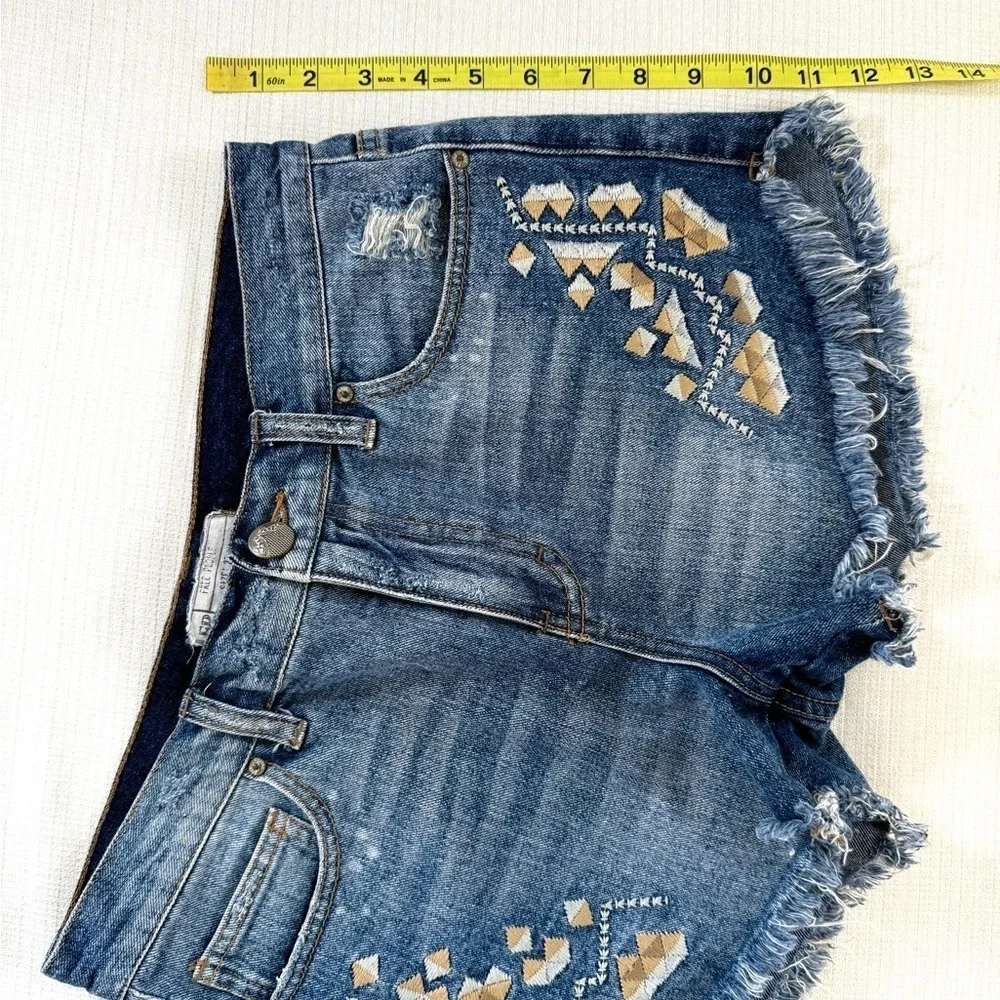 Embroidered Free People Denim Shorts